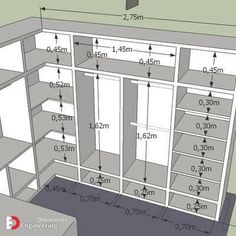 the measurements for closets and shelving units are shown in this drawing, which shows how to measure them