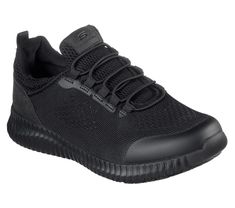 Skechers Black Shoes, Skechers Shoes Women, Skechers Store, Black Work Shoes, Work Shoes Women, Work Sneakers, Sporty Casual, Fabric Shoes, Black Shoes Women