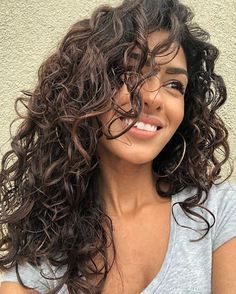 Hairstyles For Long Curly Hair, Layered Curly Hair, Side Swept Hairstyles, Curly Hair With Bangs