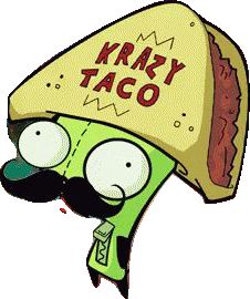 an image of a cartoon character wearing a taco hat with the words kry taco on it