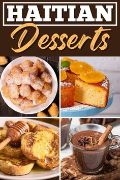 there are many different desserts in this collage