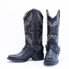 Genuine Leather, Hand Stitched Embroidery, Black, Nwt, Multiple Sizes, Strap Is Adjustable And Removable Hand Stitched Embroidery, Hand Embroidery Stitches, Boots Fall, Cowgirl Boots, Hand Stitched, Embroidery Stitches, Hand Stitching, Genuine Leather, Women Shoes