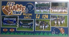 a collage of football players is displayed on the wall in front of a poster