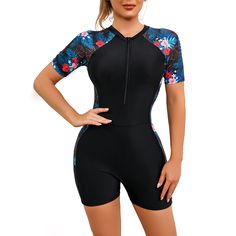 PRICES MAY VARY. 【One Piece Rash Guard Swimsuit for Women】Women boy short long sleeve/short sleeve swimsuits one piece rash guard bathing suit swimwear, this rash guard for women with UPF 50+ UV Sun Protection. Womens swimsuits zipper surfing wetsuit,Rich print, more stylish and flattering. 【Design】 Swimsuit women, Zipper on the chest or back for easy opening and closure, long sleeve one piece swimsuit sun protection. Built in bra offers enough support, and perfectly complements your chest curve Cute Swimming Suits Albion Fit, Cheap Fitted Swimwear With Upf 50+, Cheap Swimwear With Uv Protection For Vacation, Cheap Stretch Swimwear For Sports, Casual Cheap Swimwear For Water Sports, Cheap Swimwear With Built-in Shorts, Chest Hair Swimsuit, Women’s Swimming Tech Suits, Cheap Training Swimwear For Summer