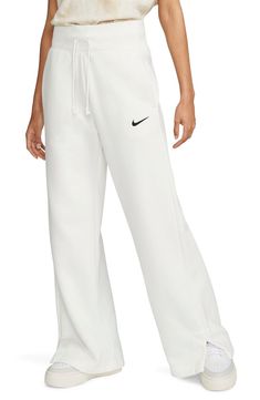 White Nike Sweatpants, Cropped Sweatpants, Nike Sportswear Women, Maxi Lace Skirt, Nike Sweats, Nike Joggers, Wide Leg Sweatpants, Fleece Sweatpants, Active Wear Pants