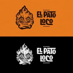 the logo for el pato loco is designed in black, orange and white colors