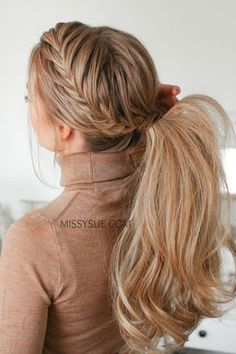 Fishtail French Braid Ponytail | MISSY SUE Fishtail French Braid, Missy Sue, French Braid Ponytail, Braid Ponytail, Braid Inspiration, Long Box Braids, Hair 2018, Long Blonde, Braided Hairstyles Easy