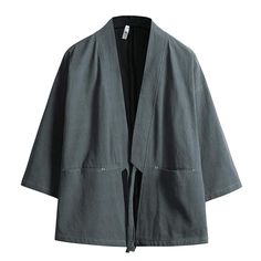 PRICES MAY VARY. SIZE ATTENTION: THIS MEN'S KIMONO CARDIGAN IS SLIM TYPE, SUGGEST TO BUY ONE OR TWO SIZE UP. Please refer the size chart carefully before purchase the kimono jacket for men. Features: Seven Sleeves, 3/4 Sleeve, Slim fit style, Solid color, Lightweight, Two front pockets, Japanese style clothing, Vintage coat. The men's linen kimono jacket can matches kinds of clothes: t-shirts, shorts and pants. Soft & Comfortable: This traditional japanese haori kimono shirt for men is made of h Gilet Kimono, Streetwear Plus Size, Winter Kimono, Japanese Jacket, Boho Print Dress, Cardigan Plus Size, Mens Lightweight Jacket, Kimono Shirt, Male Kimono