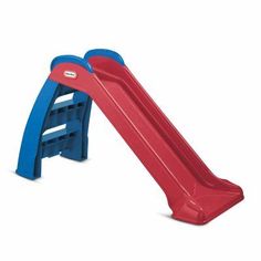 the little tikes slide is red and blue