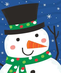 a snowman wearing a green scarf and hat