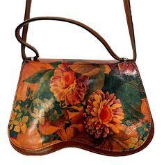 Patricia Nash Gwynne Convertible Leather Crossbody Bag-Multicolor Floral-NWT | eBay Sabyasachi Bags, Antique Metal, Zipper Top, Leather Handles, Leather Handle, Crossbody Strap, Leather Crossbody Bag, Saddle Bags, Leather Crossbody