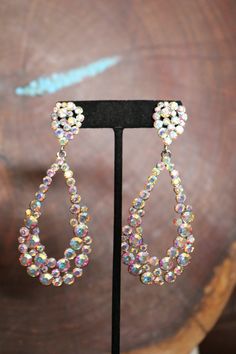 Rainbow Hoop Earrings For Party, Clip On Hoop Earrings, Rhinestone Hoop Earrings, Fun Ornaments, Matching Bracelet, Matching Rings, Rhinestone Bracelet, Matching Bracelets, Silver And Gold