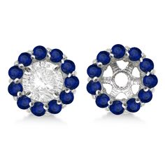 Round Blue Sapphire Earring Jackets 5mm Studs 14K White Gold (1.08ct) Earring Jacket, Sapphire Earring, Blue Sapphire Jewelry, White Gold Earrings Studs, Earring Jackets, Sparkly Things, Wedding Jewelry Earrings, Sapphire Earrings, Natural Blue Sapphire