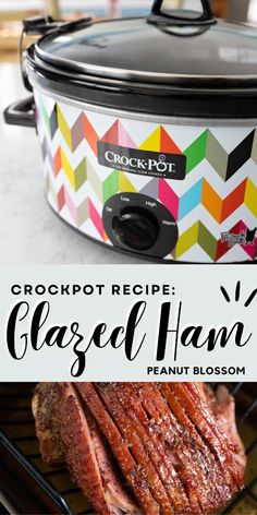 crockpot recipe glazed ham with text overlay