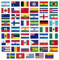 many different countries flags are shown together