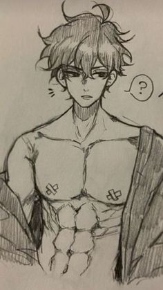 a drawing of a man with no shirt on