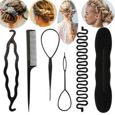 Made of resin, feel good, do not hurt the scalp, do not hurt the hair Color: Black. Bun Maker Hairstyles, Hair Loop, Hair Accessories Bun, Hair Braiding Tool, Braid Tool, Fashion French, Hair Bun Maker, Hair Braider, Magic Hair