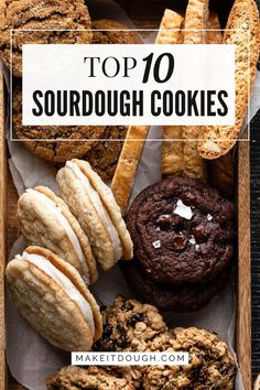 top 10 sourdough cookies in a wooden box