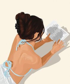 a painting of a naked woman reading a book and looking at the paper she is holding in her hand