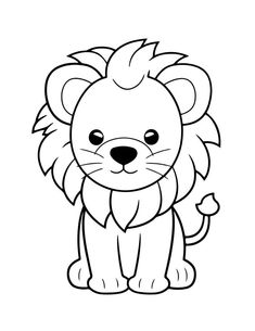 a cartoon lion sitting down with its head turned to the side