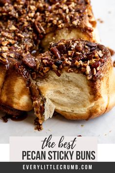 the best pecan sticky buns with chocolate drizzle and pecans on top