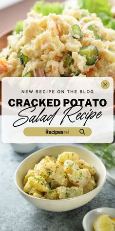 a plate and a bowl of cracked potato salad Small Batch Potato Salad, Easy Potatoes, Best Potato Salad Recipe, Potato Salad Recipe Easy, Easy Potato Recipes