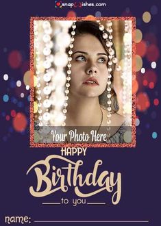 a birthday card with an image of a woman's face and pearls on it