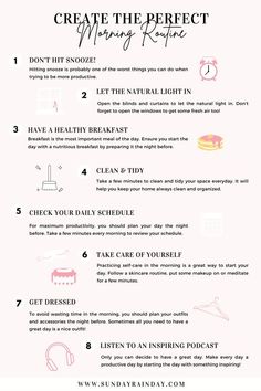 Start your day off right with this simple self-care routine that will help you feel refreshed and energized.   #selfcare #morningroutine #wellness Beat Laziness, The Perfect Morning Routine, Perfect Morning Routine, Productive Morning Routine, Morning Routine Productive, Create Your Dream Life, Miracle Morning, Productive Morning, Healthy Morning Routine