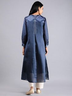 Indigo shibori kurta (Set of 2) By Sonal Kabra now available at Trendroots Handmade Mirror Work, Shibori Pattern, Cotton Silk Fabric, Handmade Mirror, Long Kurta, Indigo Shibori, Mirror Work, Kurta Set, Best Deal