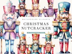 christmas nutcracker watercolor cliparts with an image of the nutcracker