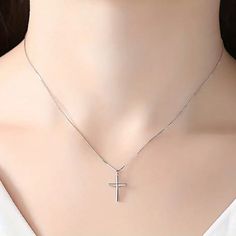 Dainty, Yet Elegant 925 Sterling Silver Cross Necklace (18k Gold Plated) With Extendable Chain. Chain Is Stamped S925 Silver Sterling Silver Cross Necklace, Silver Pendant Cross Necklace, Fine Jewelry, Elegant Silver Cross Necklace With Round Pendant, Sterling Silver Clavicle Chain Cross Necklace, Formal Silver Sterling Silver Cross Necklace, Sterling Silver White Gold Cross Necklace With Adjustable Chain, Fine Jewelry Sterling Silver Cross Necklace, Elegant Sterling Silver Cross Necklace As Gift, White Gold Sterling Silver Cross Necklace With Adjustable Chain