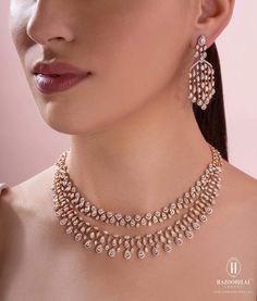 Heavy Necklace Indian Bridal Jewelry, Heavy Jewellery Designs, Nekles Design, Bride Jwellary, Nikkah Jewellery, Latest Necklace Designs Gold, Bridal Diamond Necklace Design, Cousin Wedding, Gold Earing