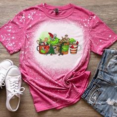 New Grinch Coffee Splurge Red Bleached Shirt More Sizes Available! Large All Bleached Items May Slightly Vary Per Shirt- I Am Only Human! Thank You For Supporting My Small Business!! Christmas Small Business Christmas, Grinch Coffee, I Am Only Human, Grinch Shirt, Business Christmas, Bleached Shirt, Famous Outfits, Black Short Sleeve Shirt, Bleach T Shirts