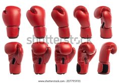 red boxing gloves on white background with clippings to the left and right side