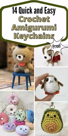 31 Quick and Easy Crochet Keychains for Bags (Stashbuster!) - Little World of Whimsy Crochet Keychain Patterns, Keychains Crochet, Keychain Patterns, Crochet Keychains, Mini Animals, Crochet Keychain Pattern, Crochet Amigurumi Free Patterns, Crochet Amigurumi Free, Bag Charms