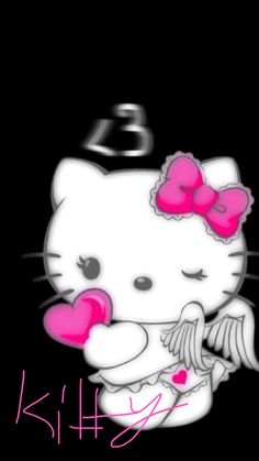 the hello kitty wallpaper has been added to it's black and pink theme