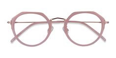 Pink  Rose Gold geometric eyeglasses available in variety of colors to match any outfit. These stylish full-rim, x-large sized acetate eyeglasses include free single-vision prescription lenses, a case and a cleaning cloth. Pink Clear Glasses Frames Women, Round Glasses Frames Pink, Rose Gold Cat Eye Glasses, Rose Gold Glasses, Metal Eyeglasses, Geometric Eyeglasses, Gold Glasses, Pink Square-frame Cat Eye Sunglasses With Mirrored Lenses, Glasses For Women