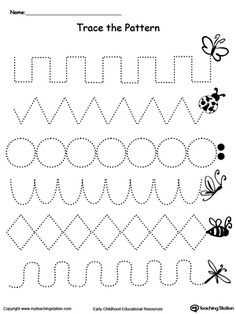 trace the pattern worksheet for children to practice their handwriting and writing skills, including bees