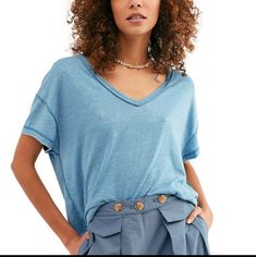 Reposhing This Item I Purchased From @Chernichka. It's The Softest Thing I Own. I Think It Would Fit Up To 2xl. Questions? Leave A Comment Below! Casual Light Wash V-neck Top, Light Blue V-neck T-shirt For Summer, Casual Light Blue V-neck T-shirt, Light Wash V-neck Top For Day Out, Relaxed Blue V-neck Top, Light Blue Cotton V-neck T-shirt, Casual V-neck Top In Light Color, Relaxed Blue Crew Neck Top, Trendy Light Wash V-neck Top