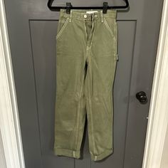 90s Boyfriend Carpenter Pants Pacsun New Size 24 Never Worn Spring Green Cargo Work Pants, Green Full Length Jeans For Summer, 90s Style Cotton Cargo Pants For Summer, 90s Cargo Pocket Jeans For Spring, 90s Style Summer Pants With Cargo Pockets, 90s Style Spring Jeans With Cargo Pockets, Green Cargo Pants For Spring, Summer Work Pants With Pockets, Casual High Waist Work Pants For Summer