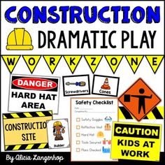 construction dramatic play worksheet for kids to practice construction skills and build their own safety signs