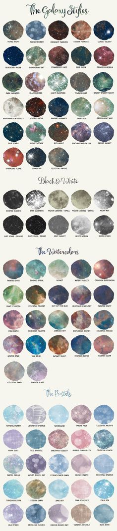 an image of different types of watercolors in the ocean, with words above them