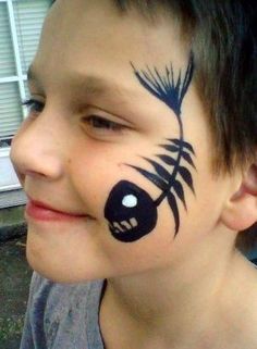 Monster Face Painting, Animal Face Paintings, Pirate Face, Face Painting For Boys, Cheek Art, Make Up Ideas, Face Painting Easy