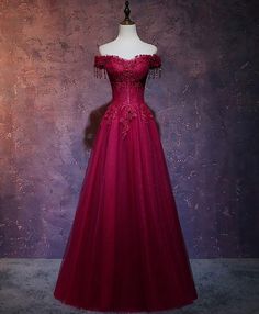 Prom Dress Burgundy, Burgundy Evening Dress, Lace Evening Dress, Tulle Evening Dress, Fantasy Dresses, Burgundy Lace, Indian Dress, Custom Size Dresses, فستان سهرة