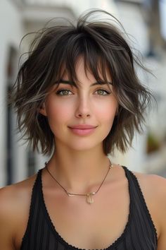 100 Modern Short Shag Haircuts To Rock In 2024. Number 77 Is a Must-See! Shag Hairstyle Round Face, Short Textured Shag, Lisa Rhina Haircut, Short To Medium Shag Haircuts, Tapered Shag Haircut, Women's Shag Haircut, Short Shag Cuts For Thick Hair, Short Shag For Fine Hair, Short Choppy Hair With Bangs