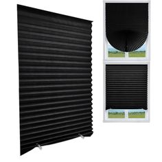 PRICES MAY VARY. 【High Quality and Safe fabric】The material of the window blinds is non-woven fabric--safe,breathable and environmentally friendly. It can block most of the ultraviolet and harmful dust,to provide a comfortable environment for the family.Note: the back side of Black window blind is silver color, which use Aluminum-foil material, The Heating Insulation and shading effect better than the ordinary blinds. 【Cordless Design benefits and safety】Cordless lift system with these room dark Blinds For Living Room, Stick On Blinds, Room Darkening Blinds, Window Shades Blackout, Pleated Blinds, Room Darkening Shades, Light Filtering Shades, French Door Curtains, Room Dark