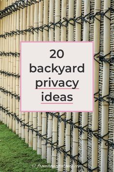 the words 20 backyard privacy ideas against a fence