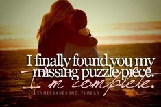 two people hugging each other with the words i finally found you my missing puzzle piece in emplee