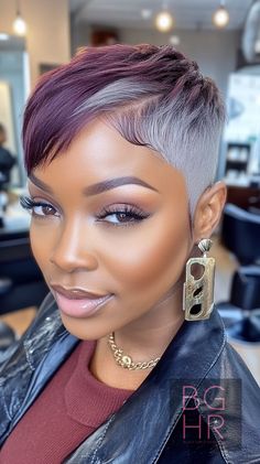 🍂 Fall Pixie Haircut Ideas for Black Women 🍂 – Black Girls Hair Rocks Skunk Stripe Short Hair Black Women, Edgy Short Hair For Women Over 50, Half Wig Hairstyles Black Women, Short Haircut Black Women, Haircut Ideas For Black Women, Short Pixie Cut Black Women, Gray Short Hair, White Hairstyles, Pixie Cut Black Women