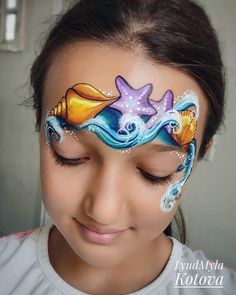 Seahorse Face Paint, Seashell Face Paint, Ocean Face Painting, Sea Face Paint, Beach Face Paint, Ocean Face Paint, Barbie Face Paint, Mermaid Face Painting, Best Face Painting